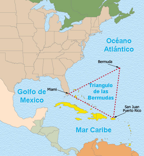 Mapa del triangulo de las Bermudas